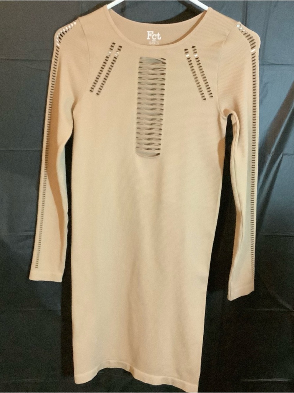 Women's Long Sleeve Cutout Bodycon Dress in Beige